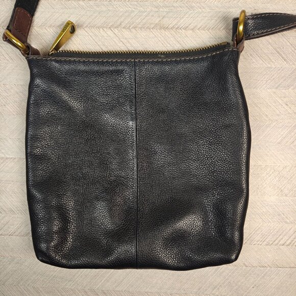 Vintage Fossil Voyager Black Pebbled Leather Crossbody Bag With Adjustable Strap - Picture 4 of 9